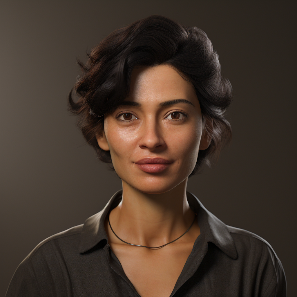 Latina mother with short hair portrait