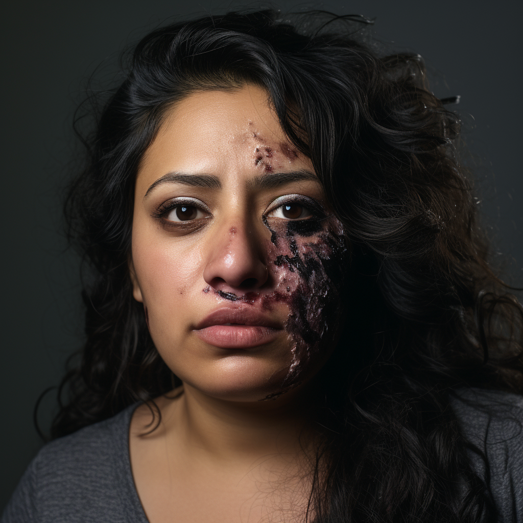 Undocumented Latina Mom with Face Injuries