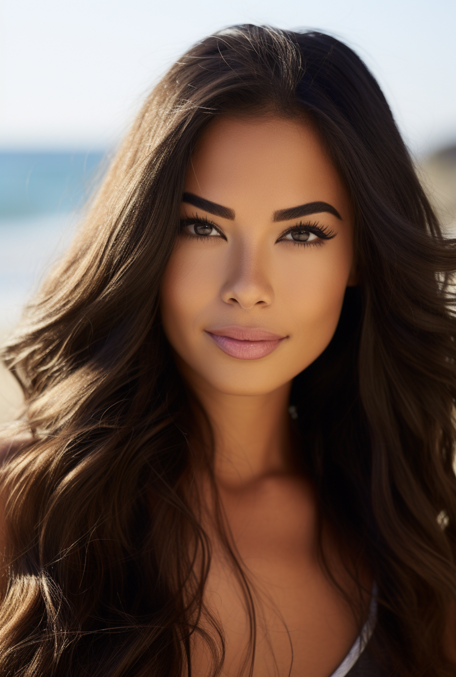 Close-up of a happy Latina woman with beautiful eyes