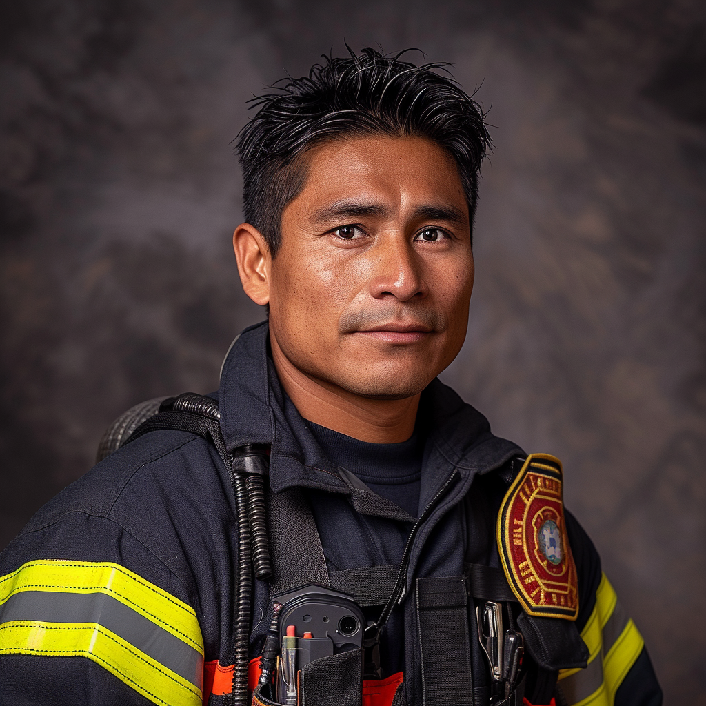 Latino Fire Rescuer Headshot Image