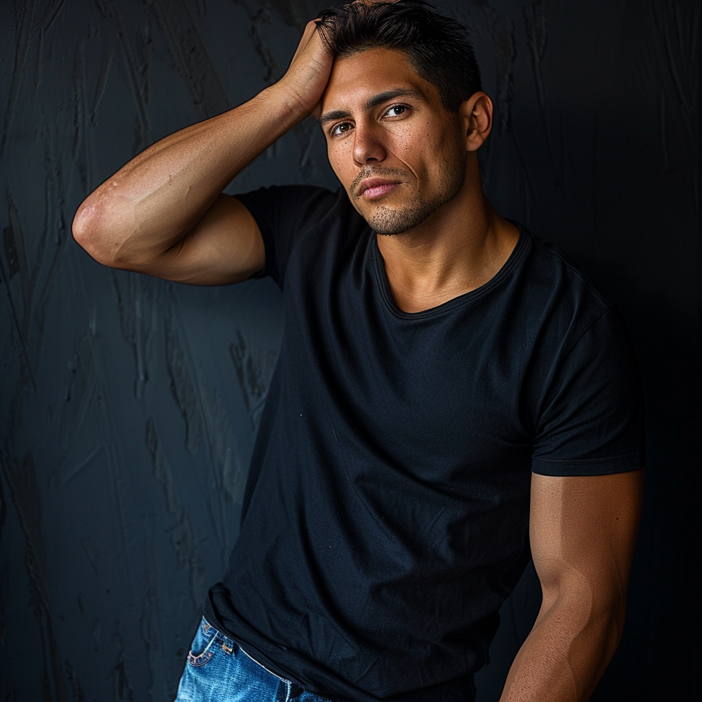 Handsome Latino Man in Black Shirt