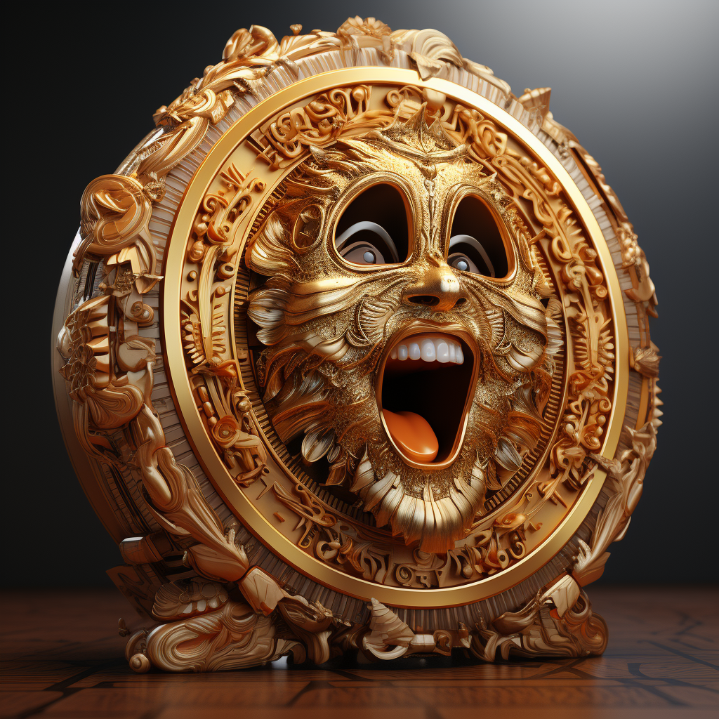 3D Laughing Bitcoin in Raw Style