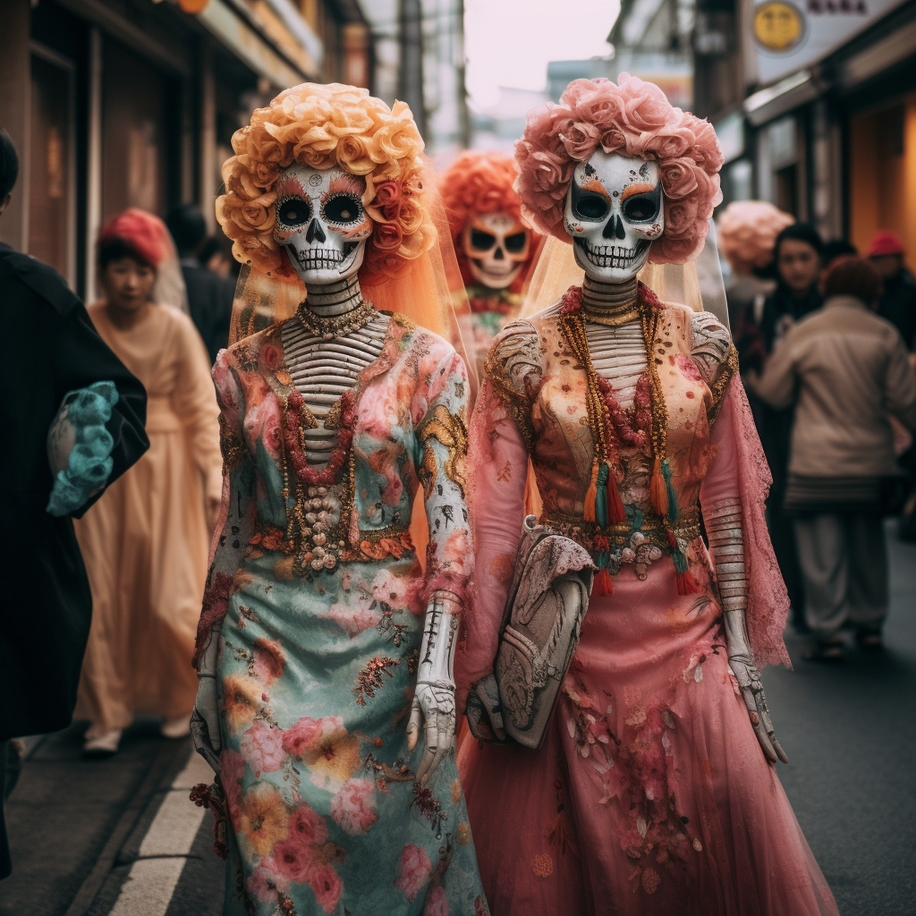 Colorful Laughing Catrinas Celebrating Day of Deaths