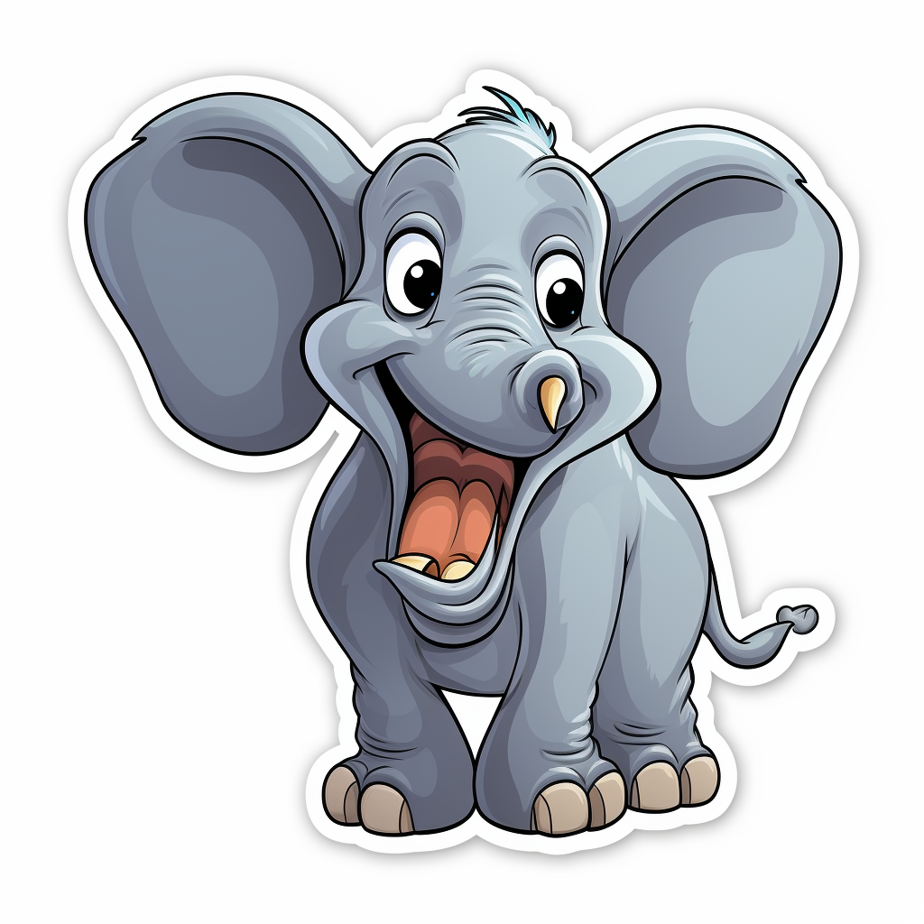 Cute laughing elephant sticker