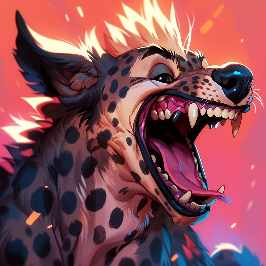 Hyena with big teeth laughing