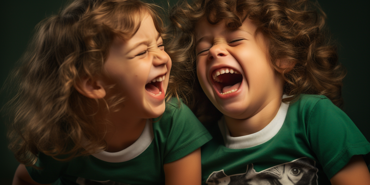 Two cute kids fitting into one t-shirt