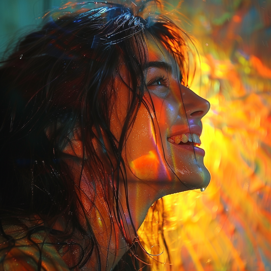 Girl with spatula and sun rays