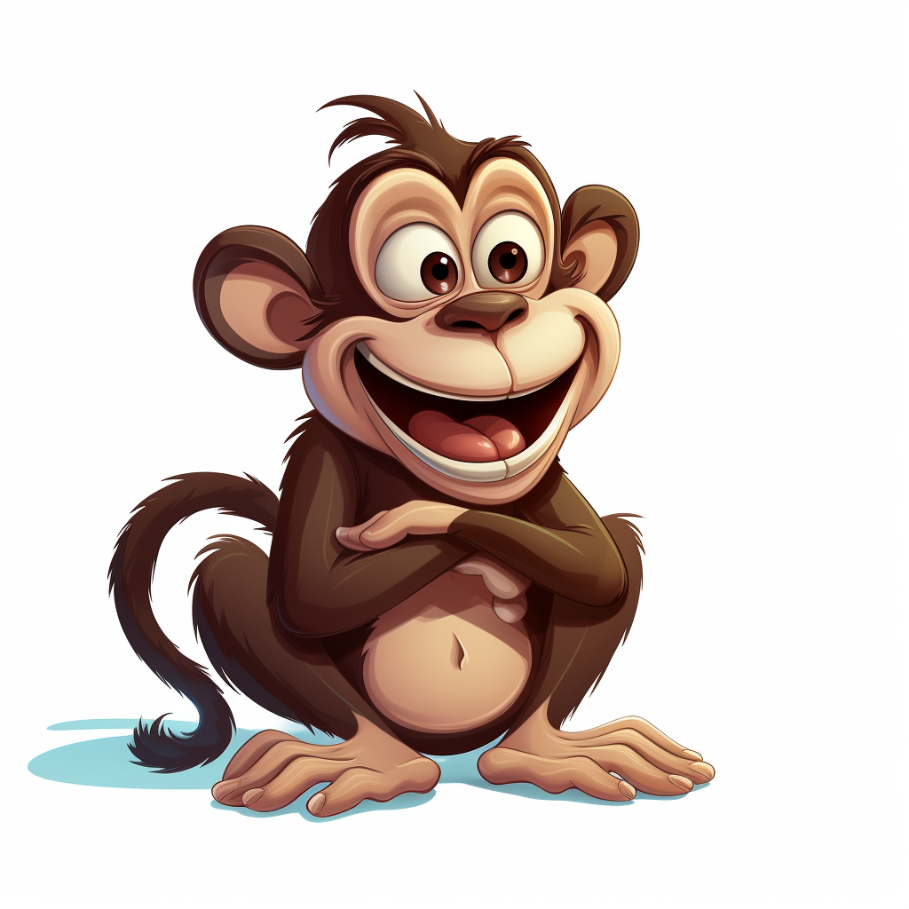 Laughing monkey cartoon on white background