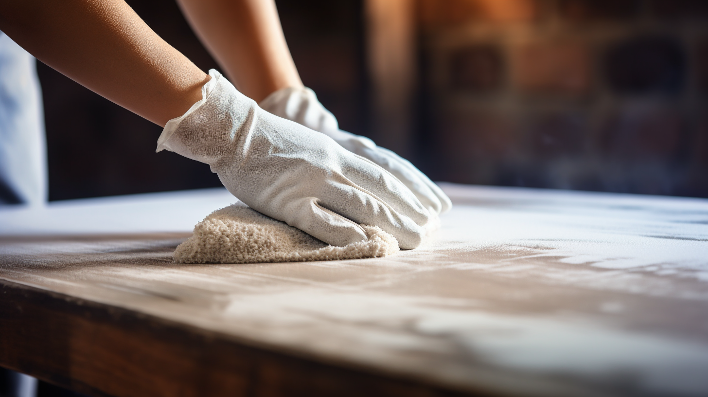 Woman using a grinding board in the laundry room