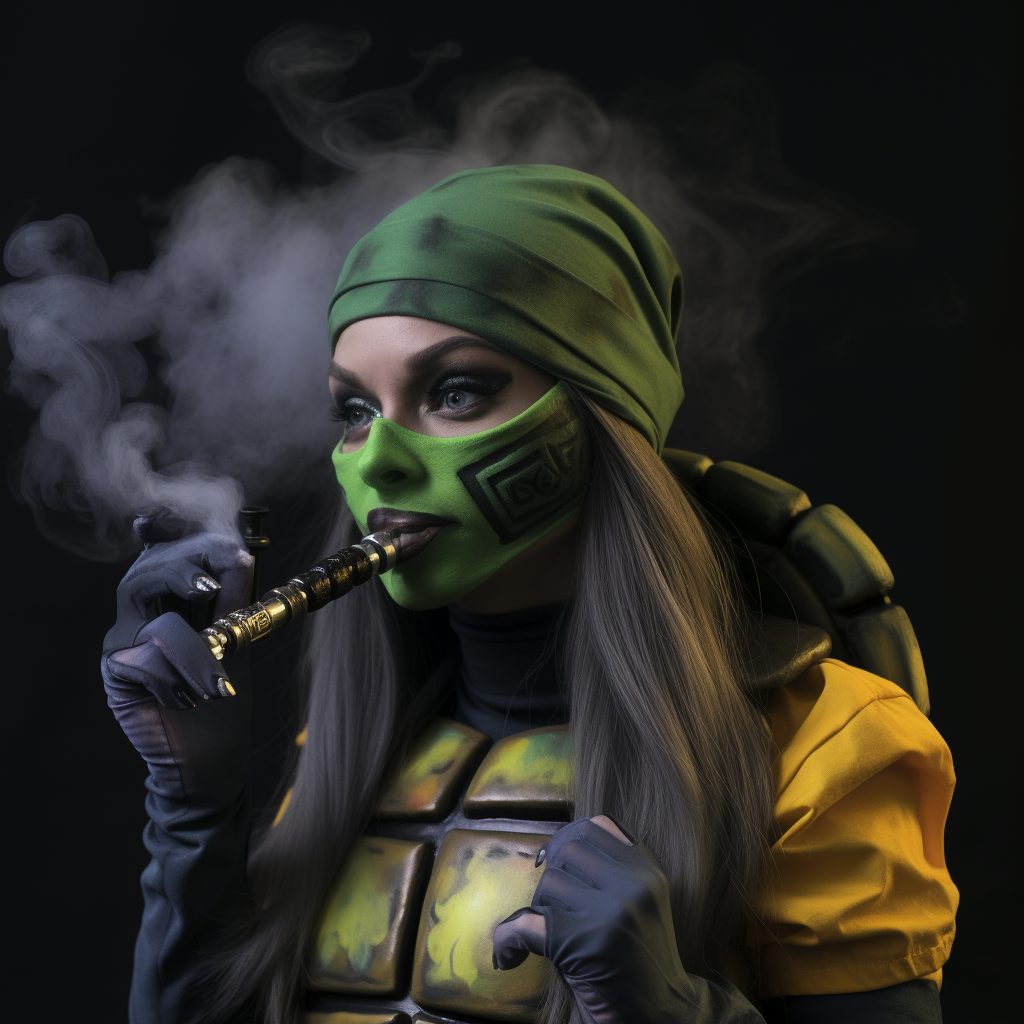 Lauren Boebert as a Ninja Turtle Vaping