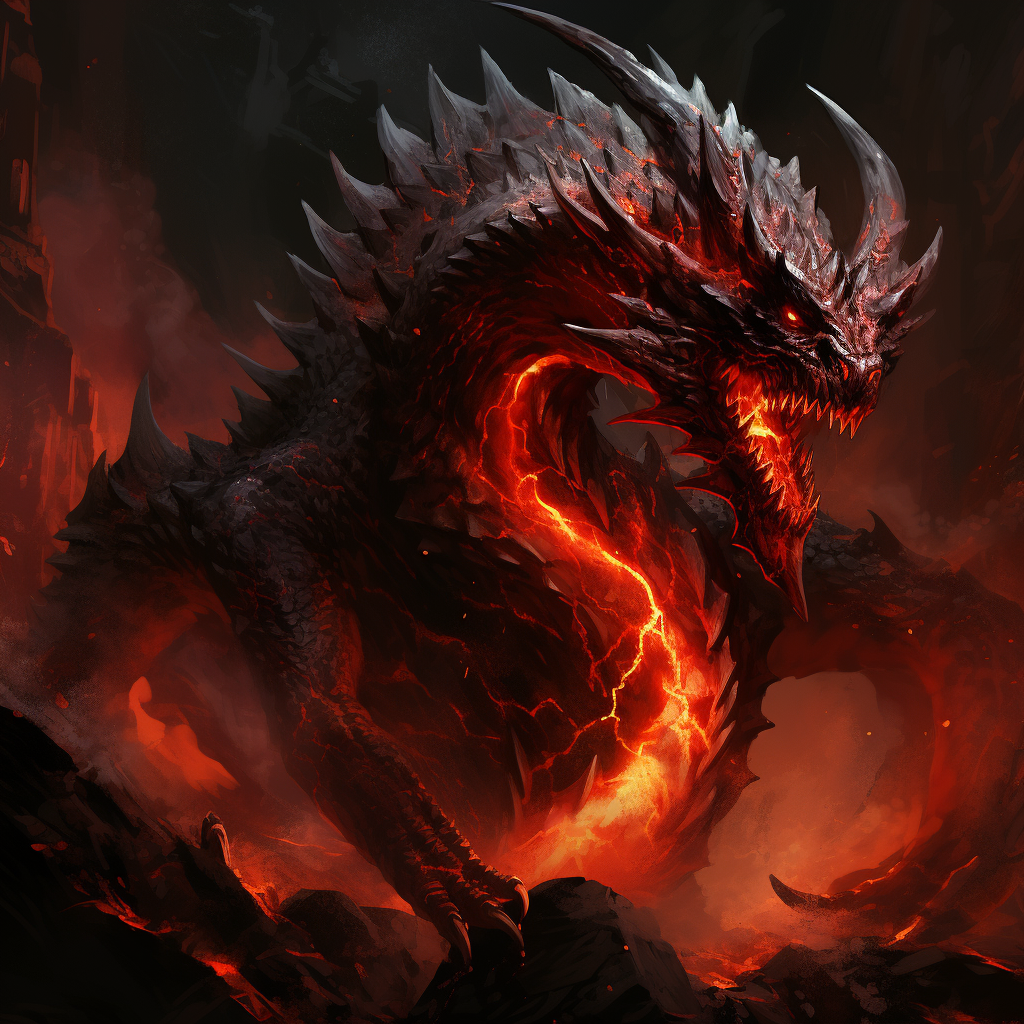 Fiery lava wyrm dragon artwork