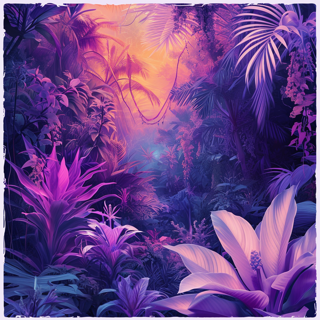 Abstract Lavender Essential Oil with Tropical Flowers