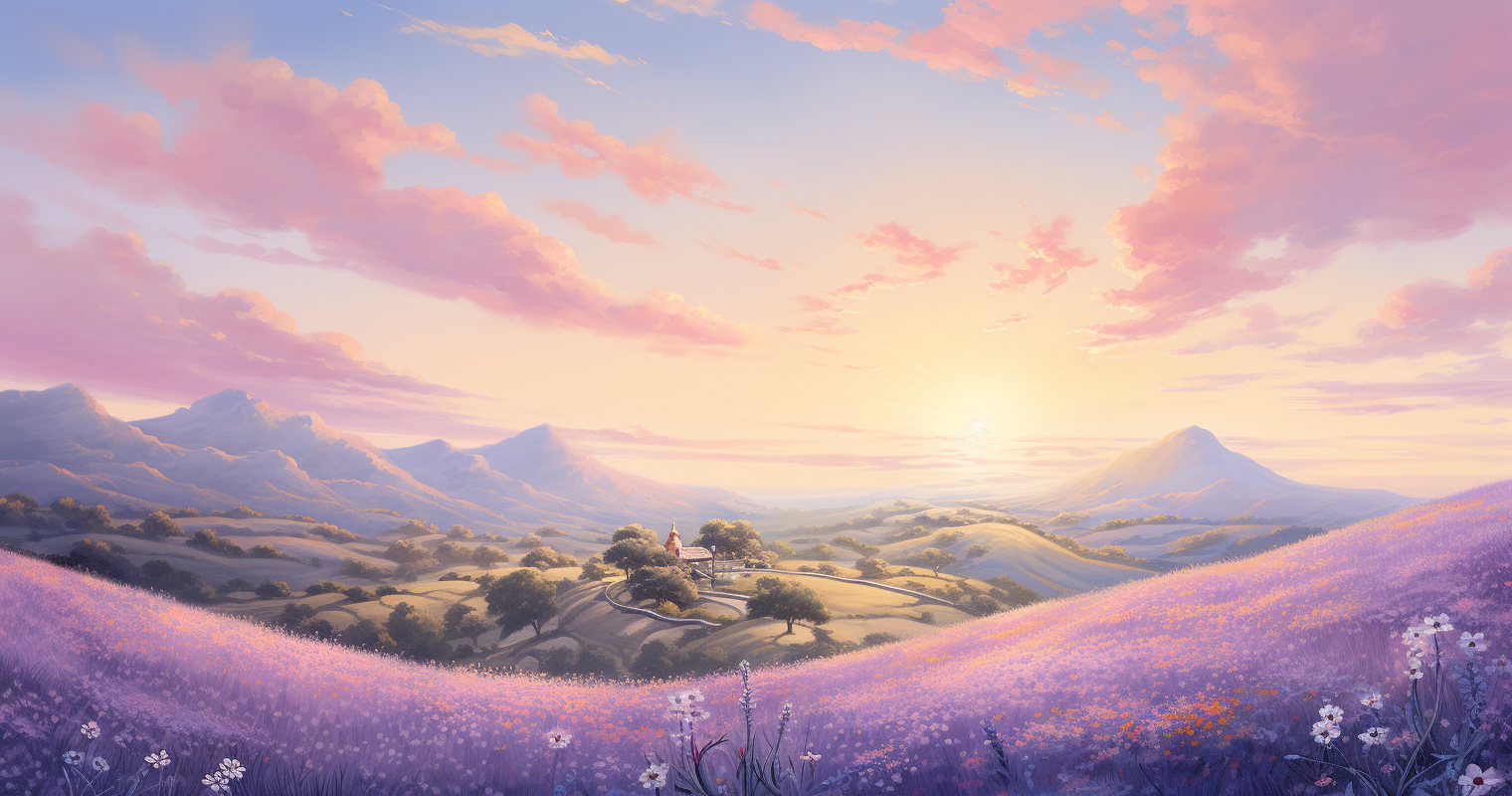 Dreamy lavender field with rolling hills