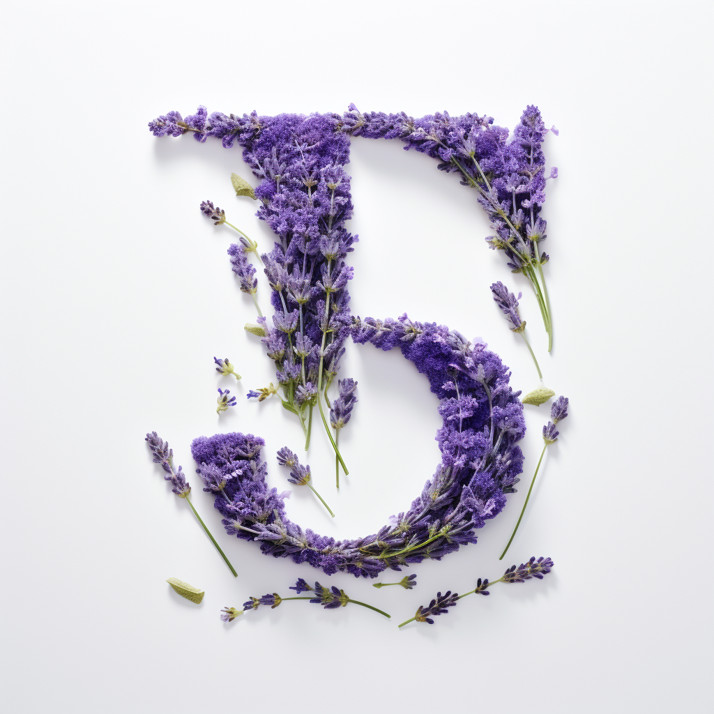 Lavender plants spelling letter A