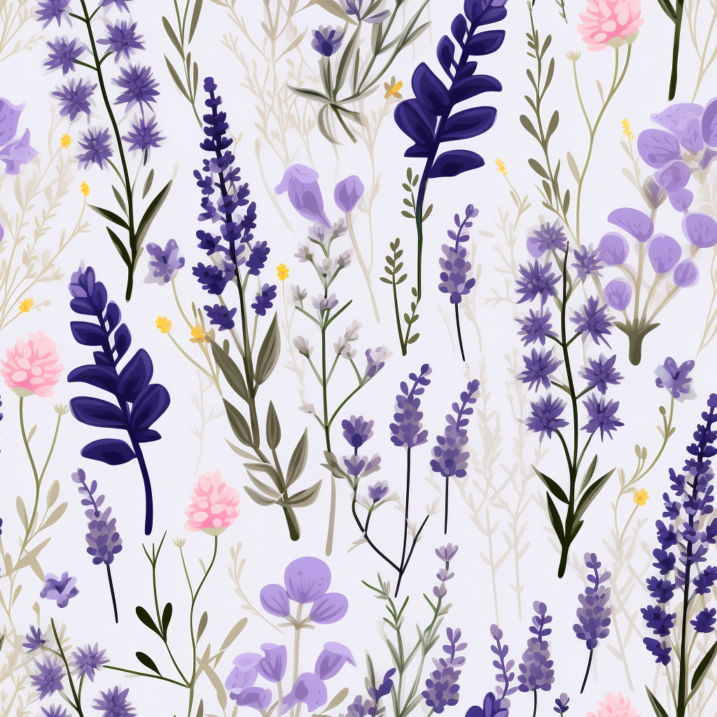 Illustration of Lavender and Wildflower Blooms