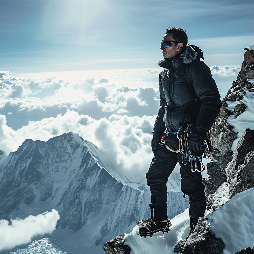 Lawyer posing on Mount Everest