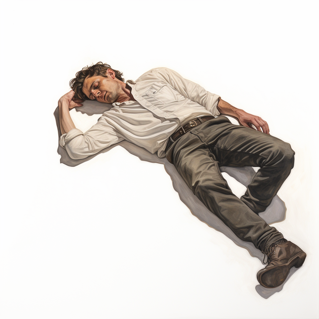 Man resting on side on white background