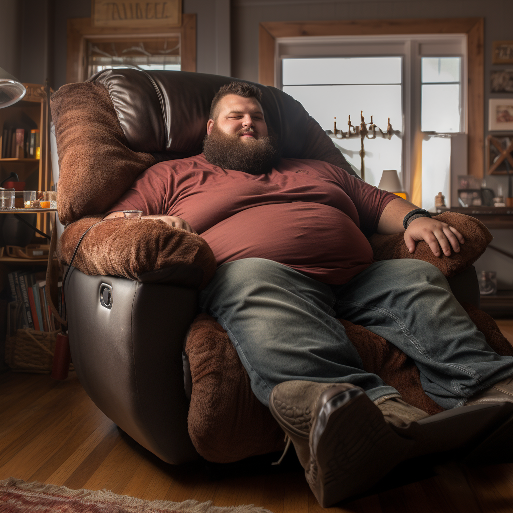 Rotund man with recliner beard