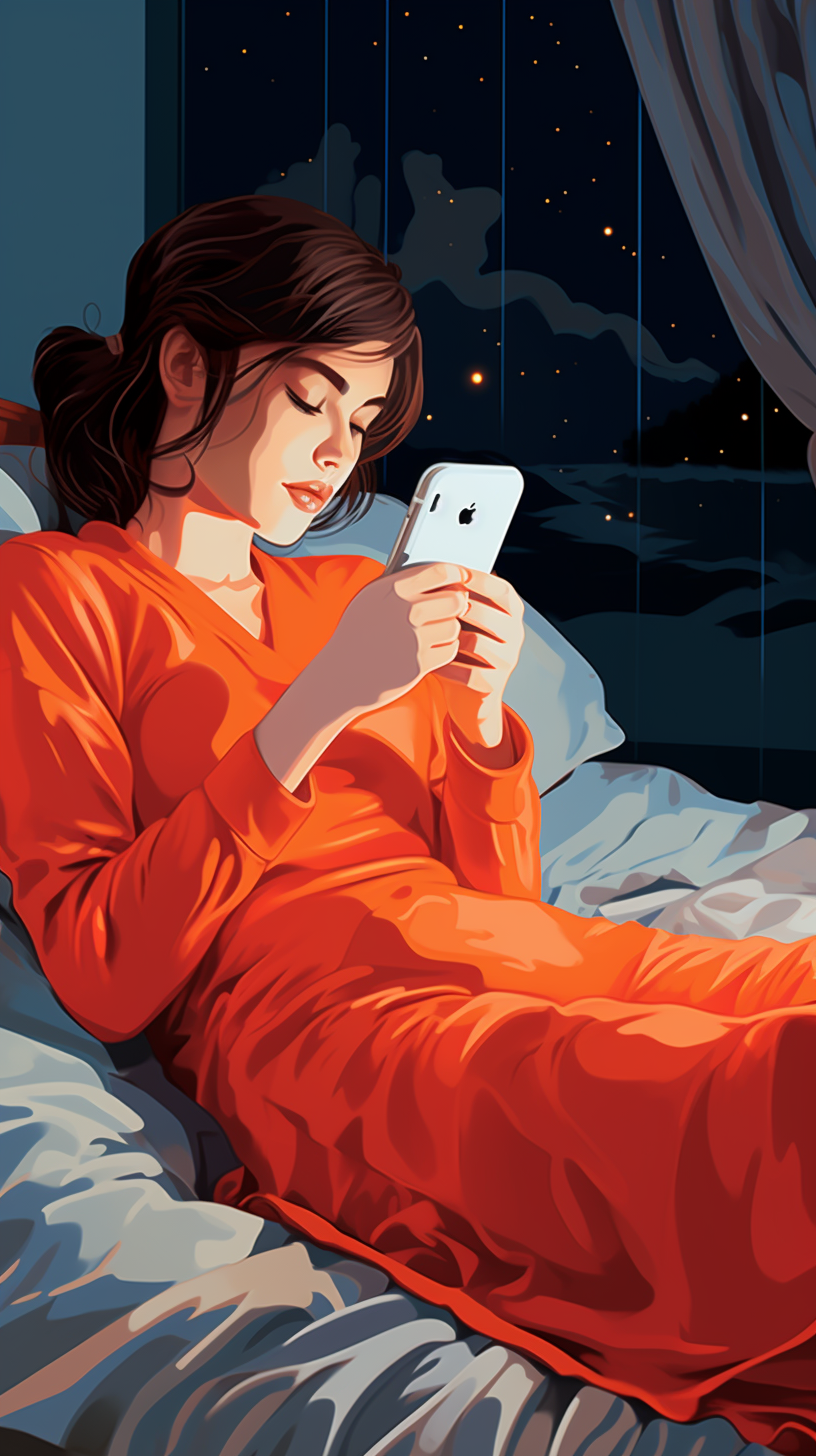 Woman on bed using smartphone