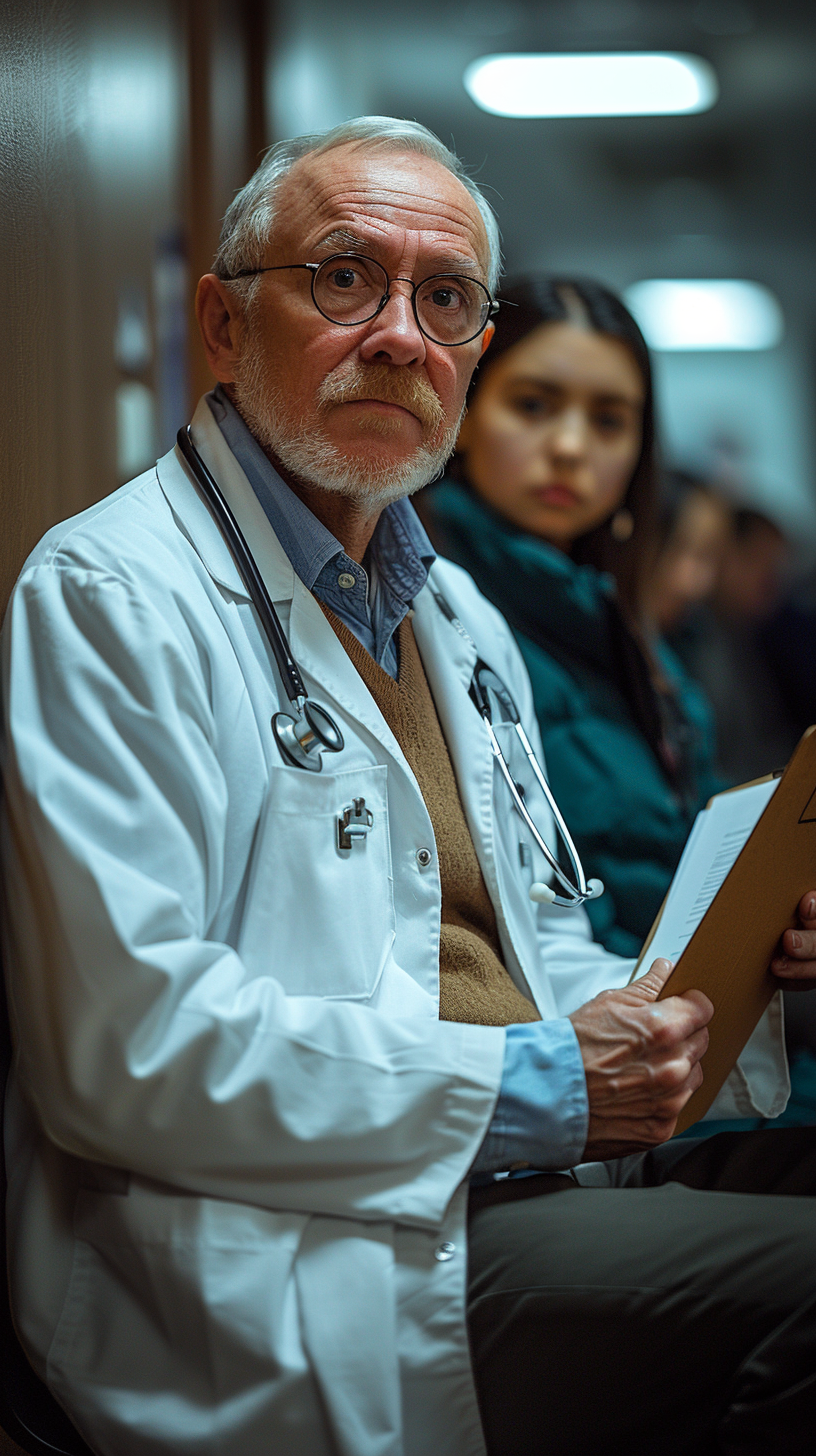 Bored Lazy Doctor Holding Clipboard