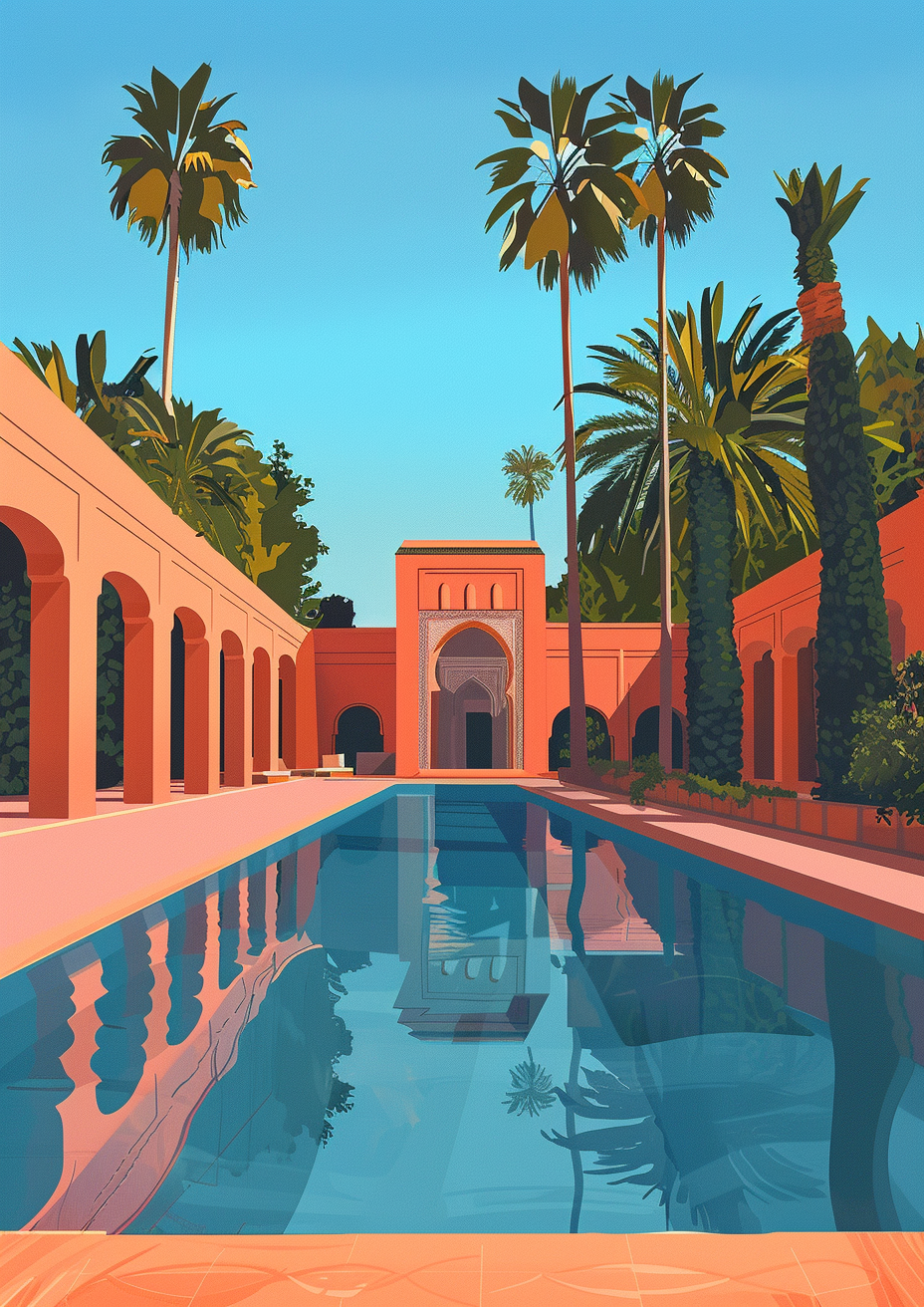 Marrakech Palais El Badi Illustration