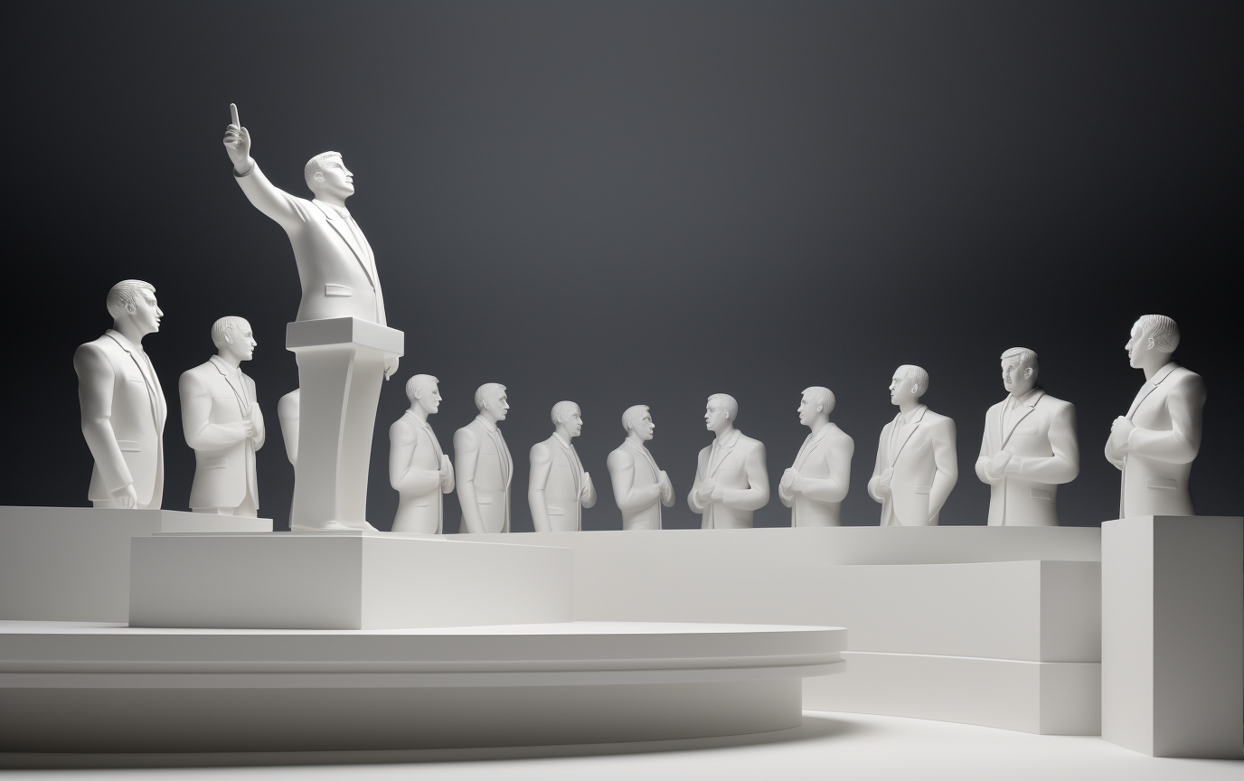 Leader Giving Speech Sculptures Minimalist