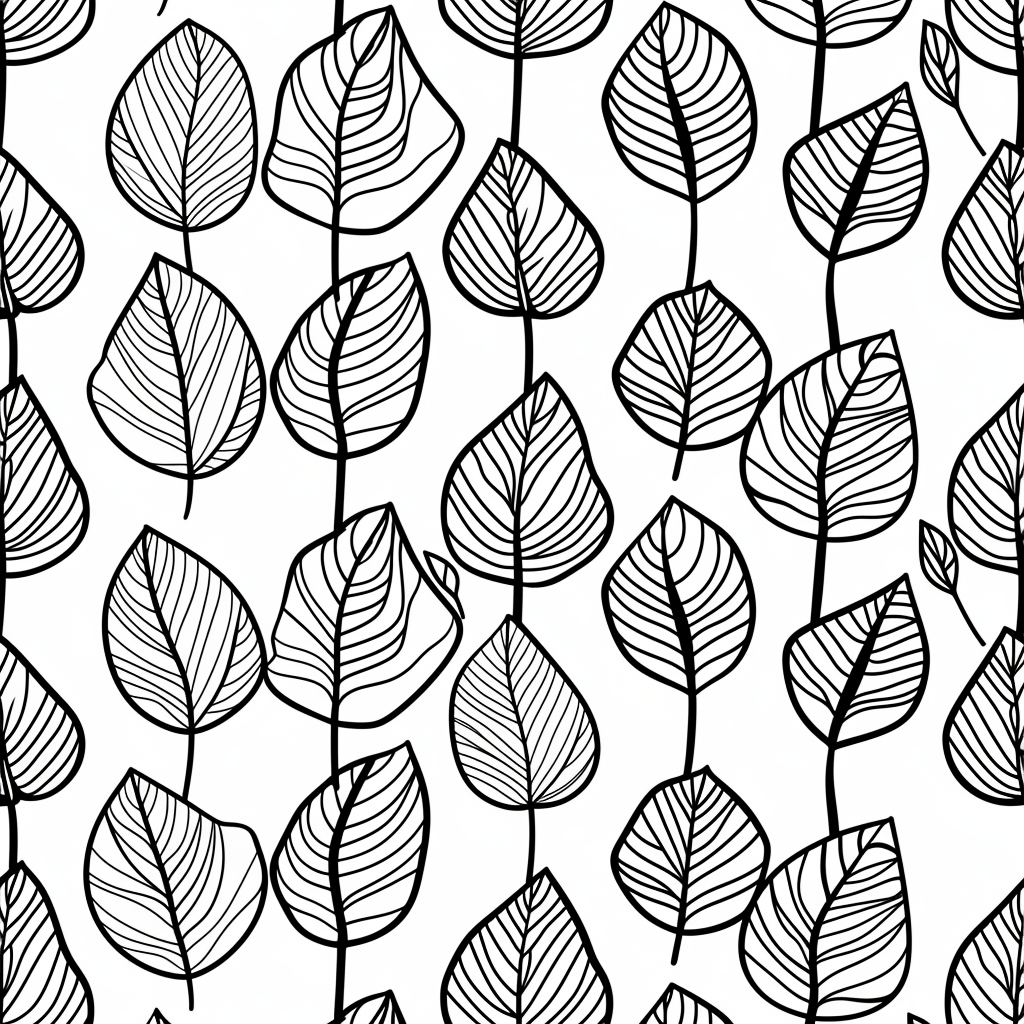 Leaf Pattern Coloring Page Template