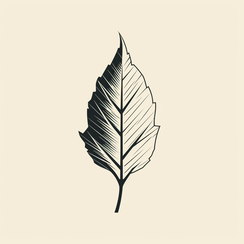 Simple 2D leaf with lightning bolt veins