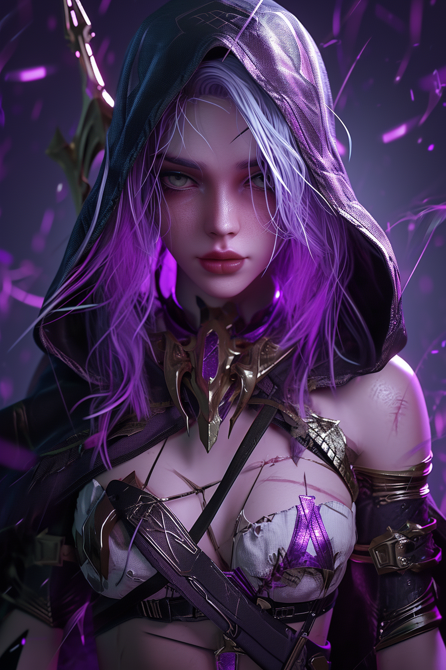 League of Legends purple female character