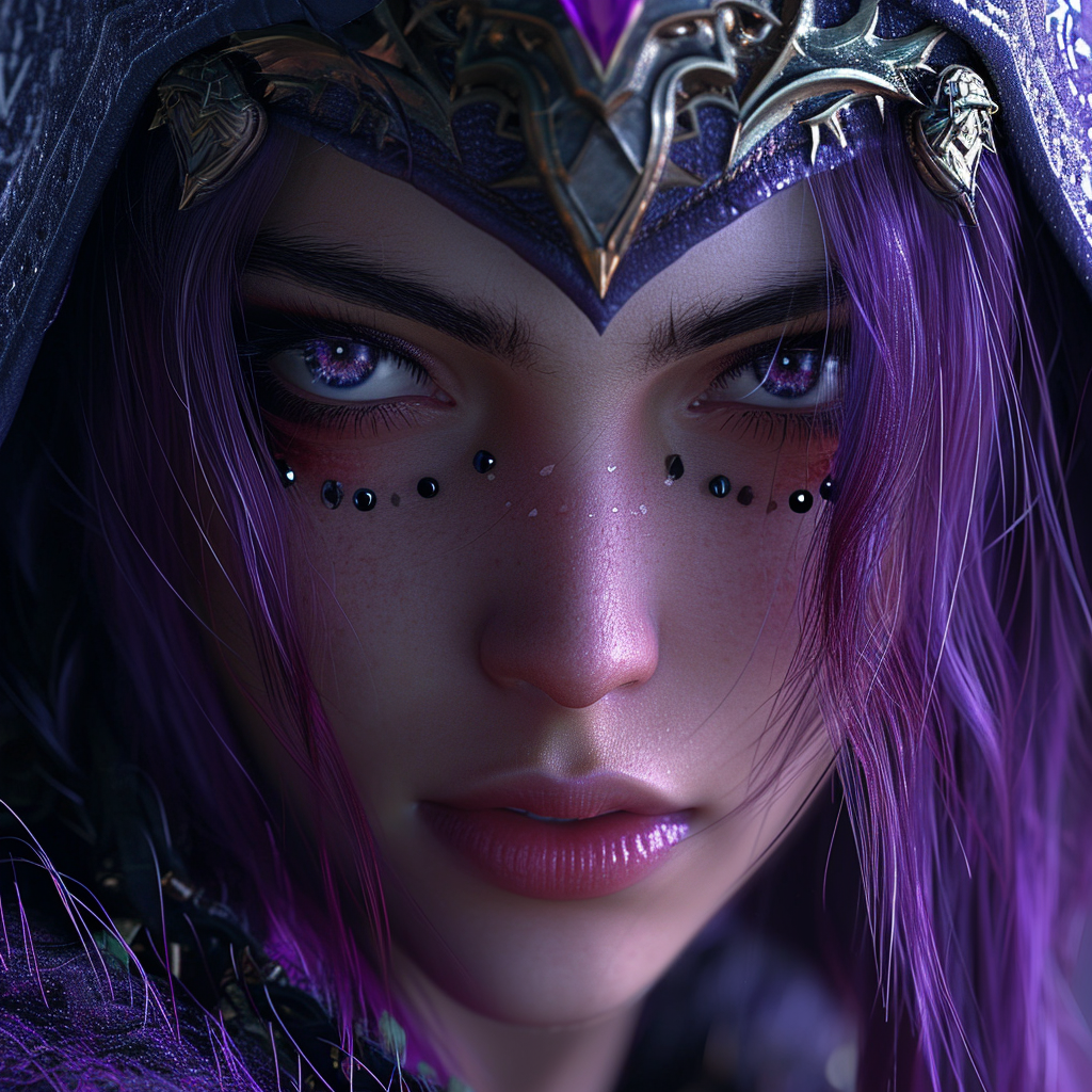 League of Legends Female Character in Realistic Purple