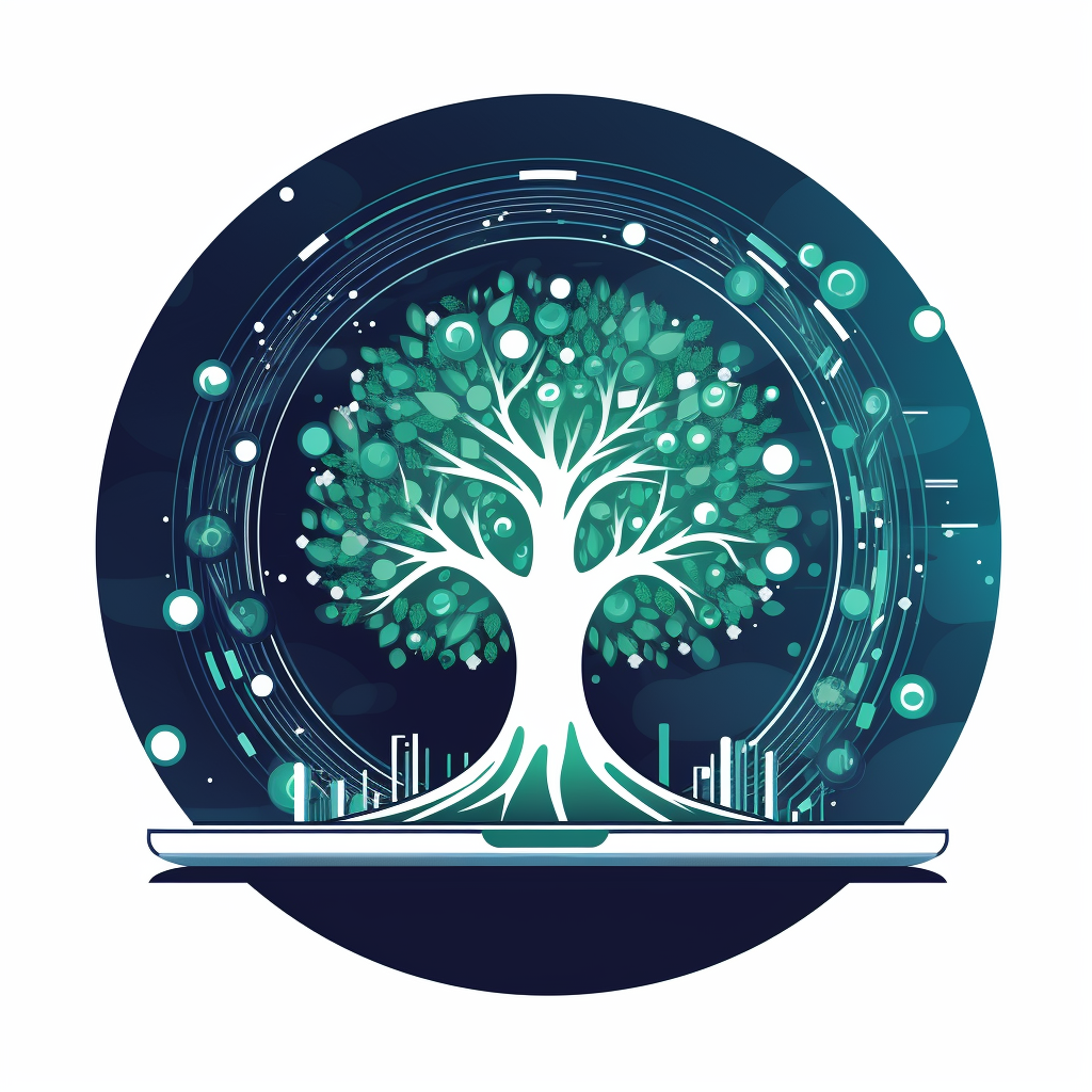 Circle badge learning growth tree laptop