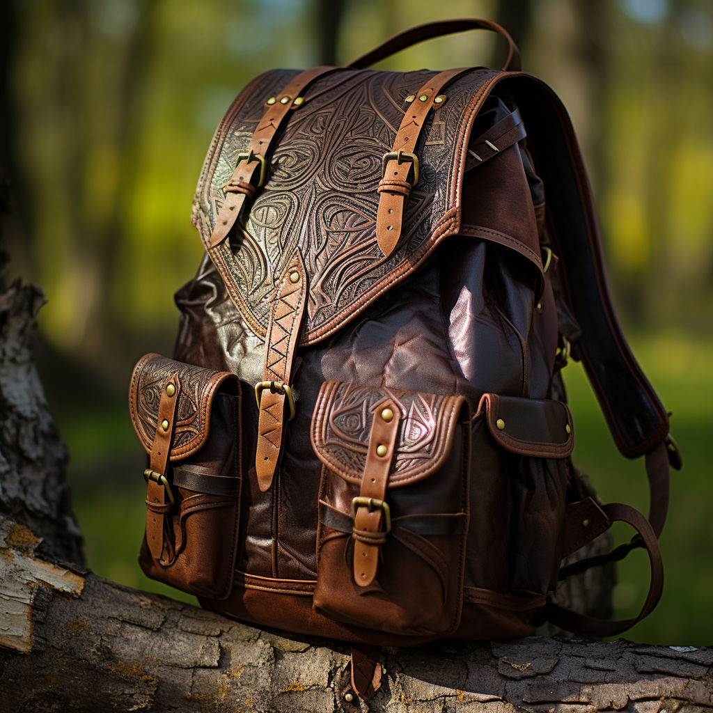 Leather rucksack medieval fantasy