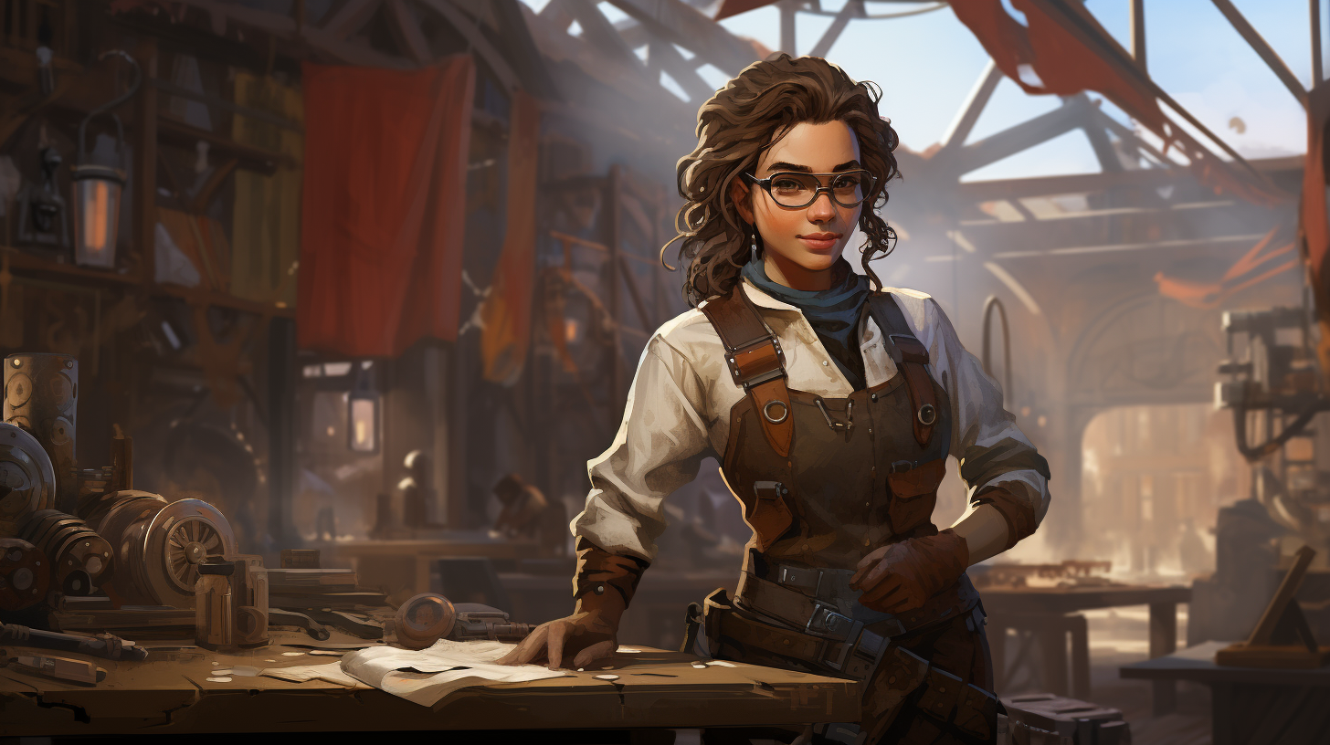 Image of a nervous leatherworker girl with goggles