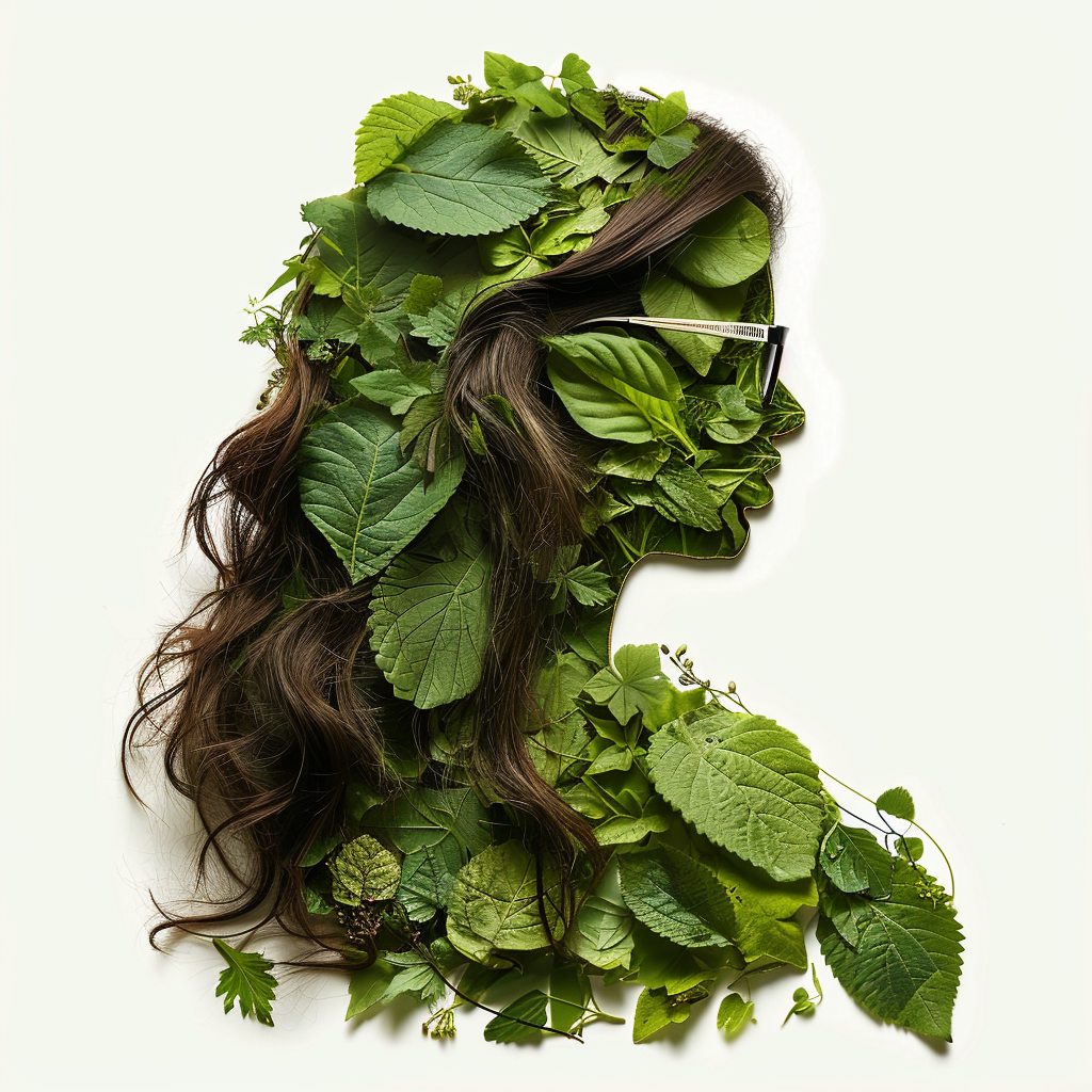 Intricate leaf silhouette of a girl with glasses