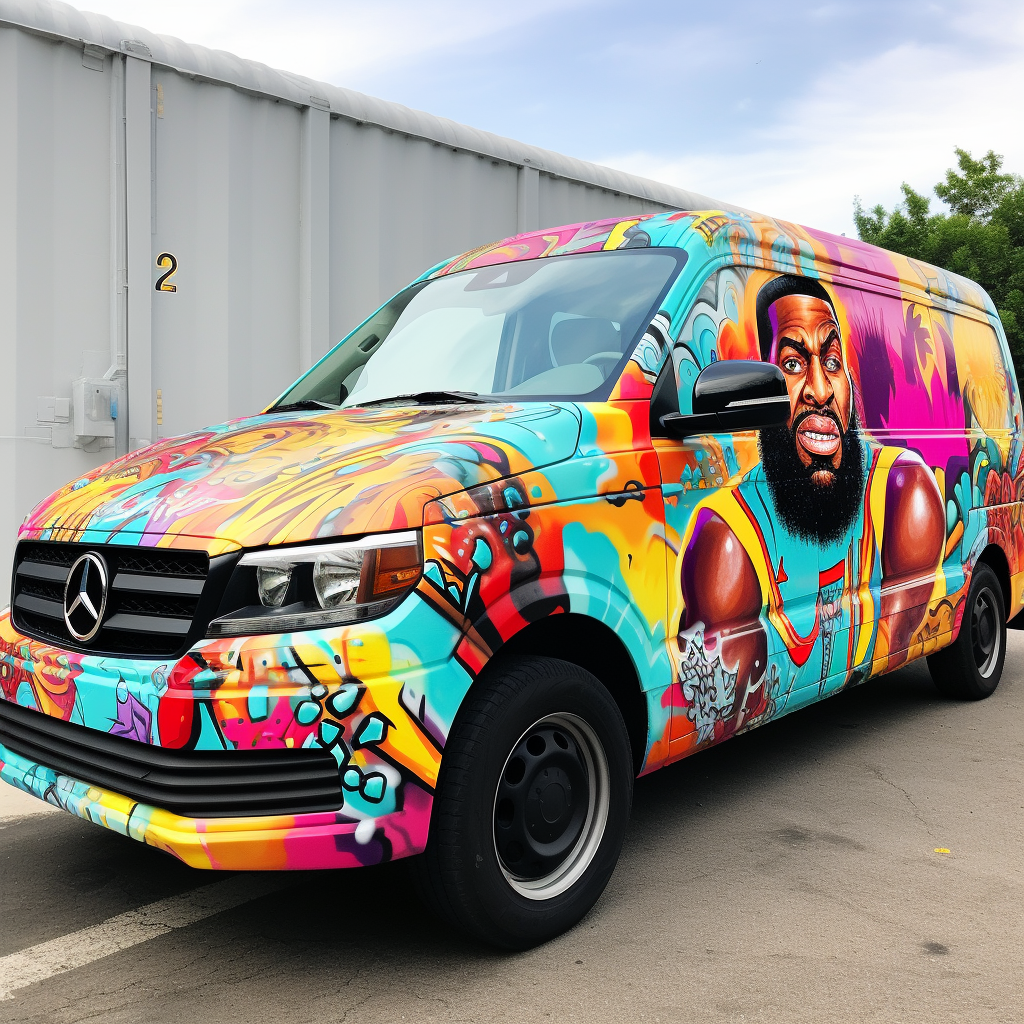 LeBron James driving UPS van photo