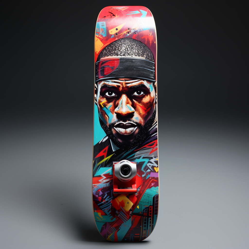 LeBron James riding a skateboard