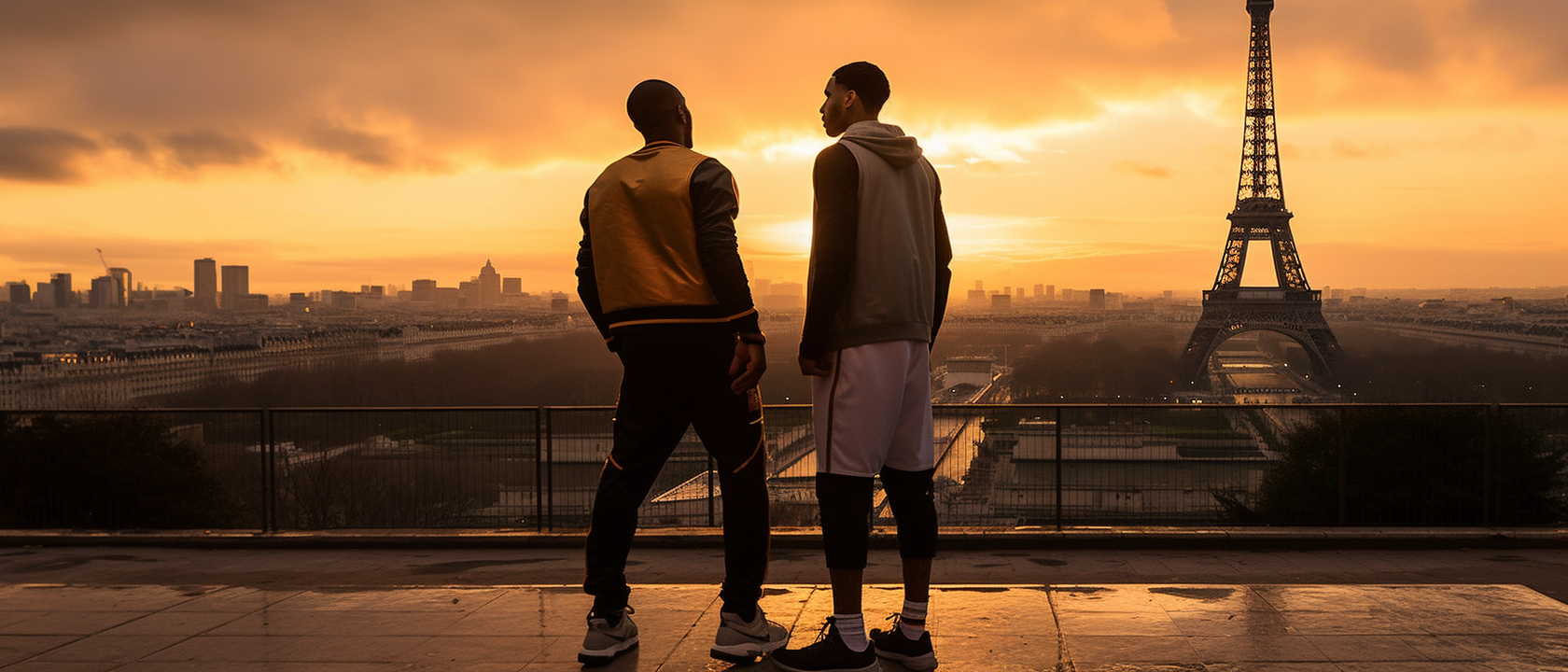 LeBron James and Stephen Curry admiring sunset in Paris