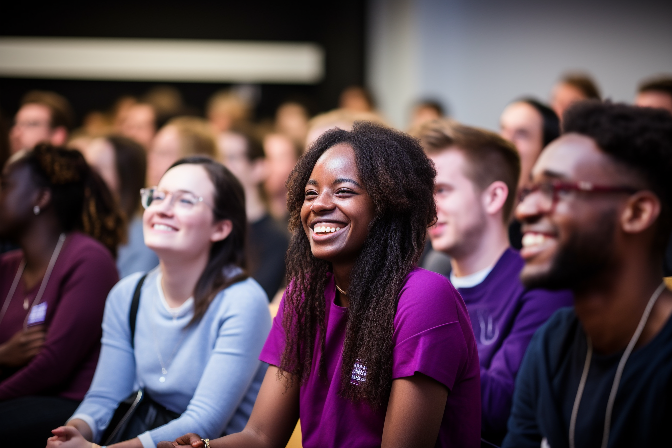 Young people engaged in diverse lecture room