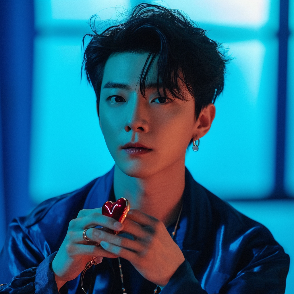 Lee Donghae holding heart accessory