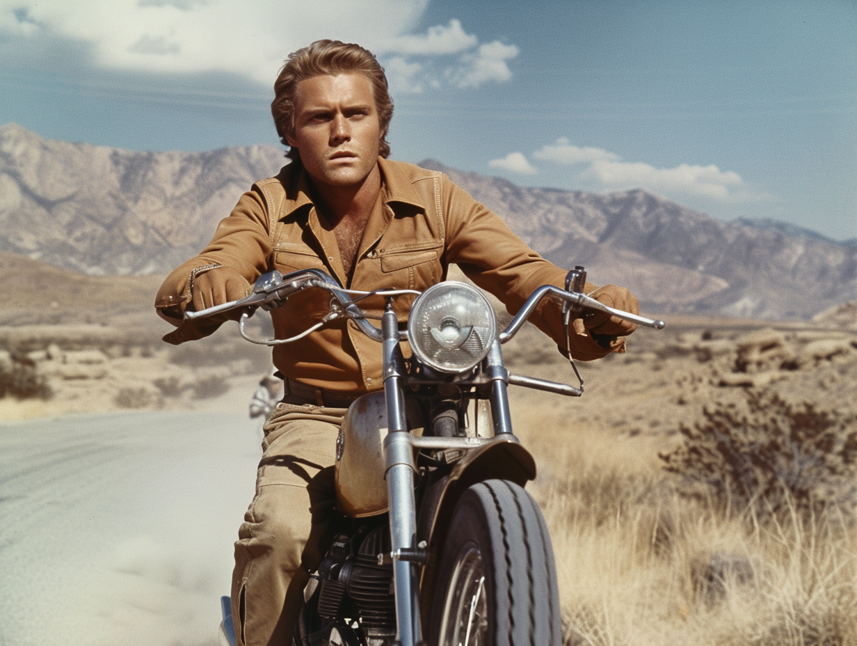 Lee Majors on motorcycle