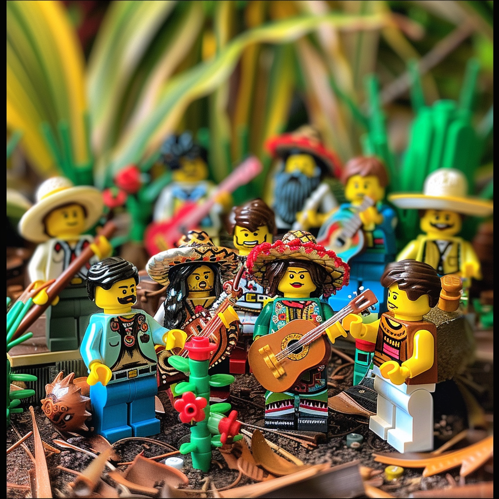 Lego band in traditional attire