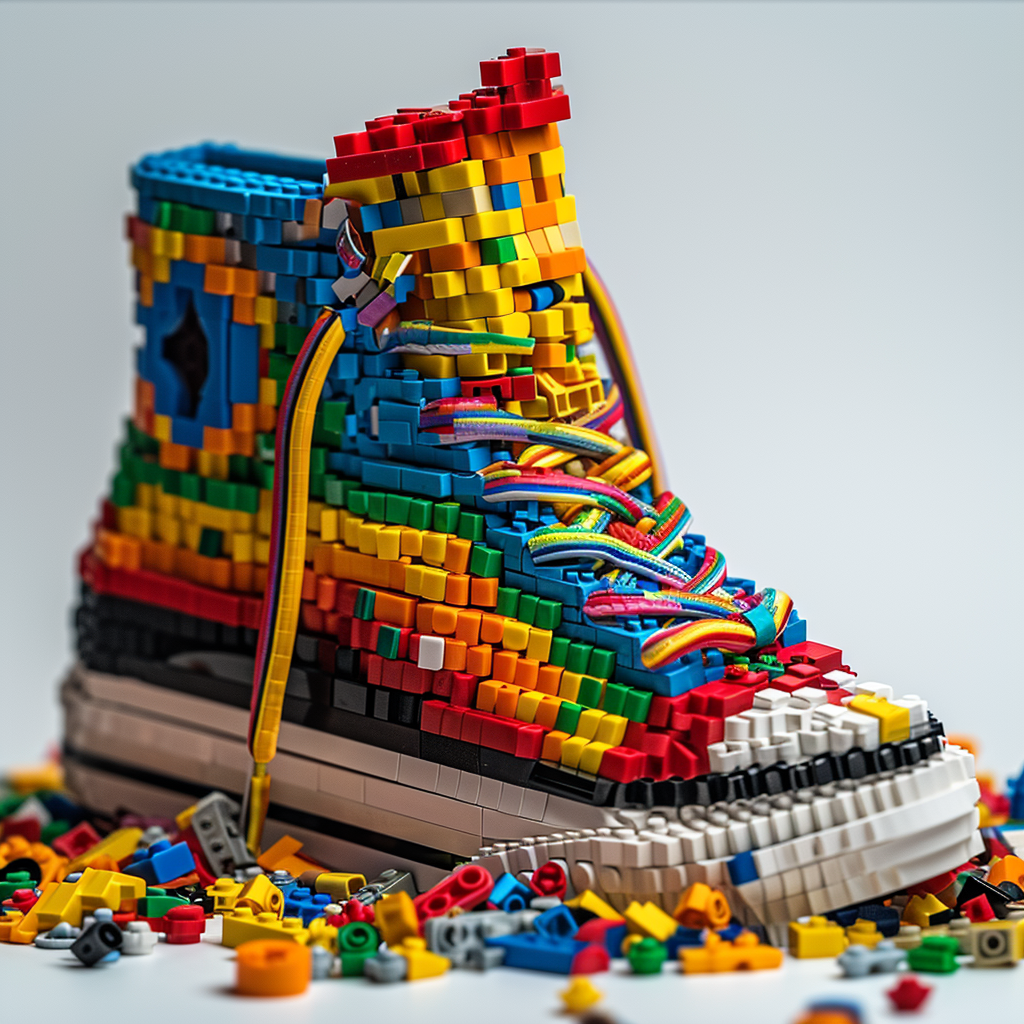 Lego shoe made with blocks