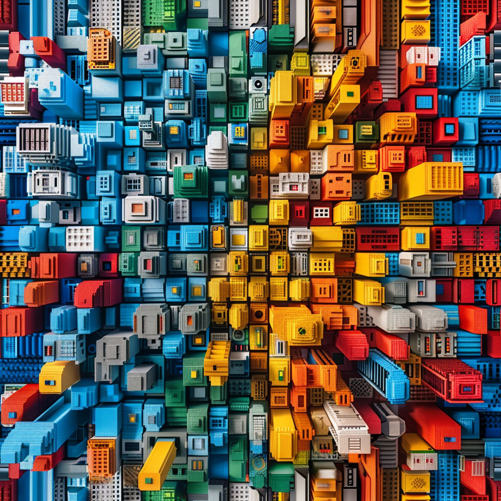 Lego cityscape aerial view abstract