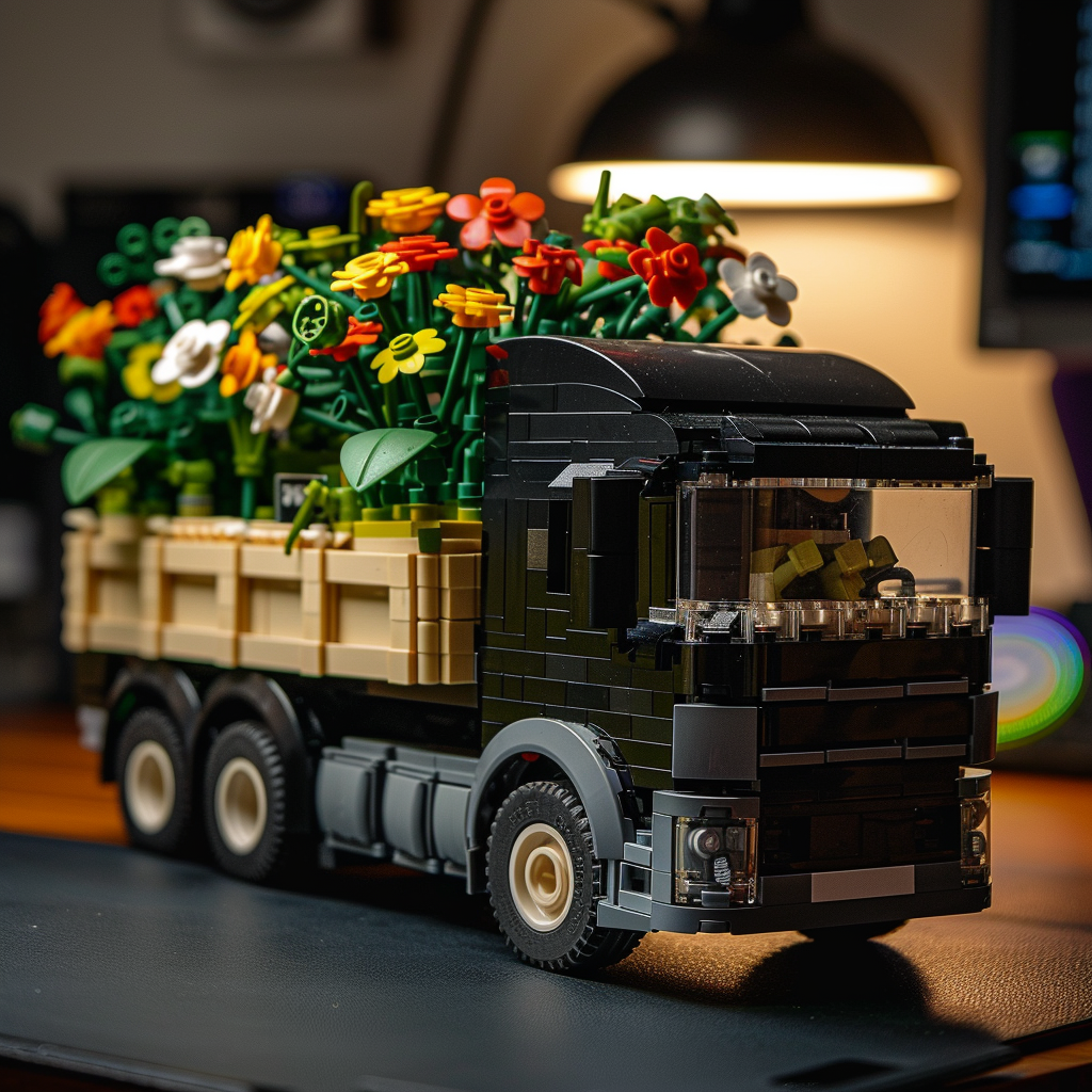 Dark Truck Model with Flowers