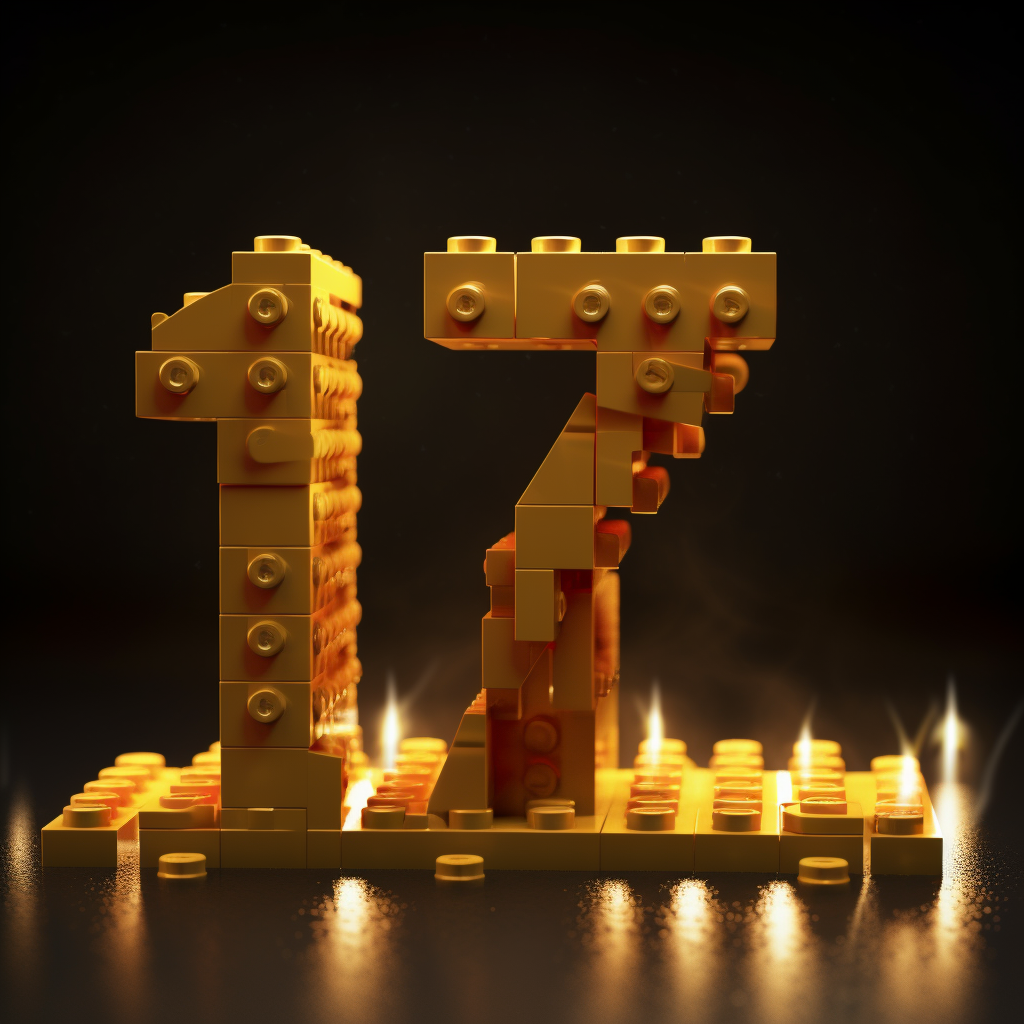 Gold fire LEGO blocks number 77