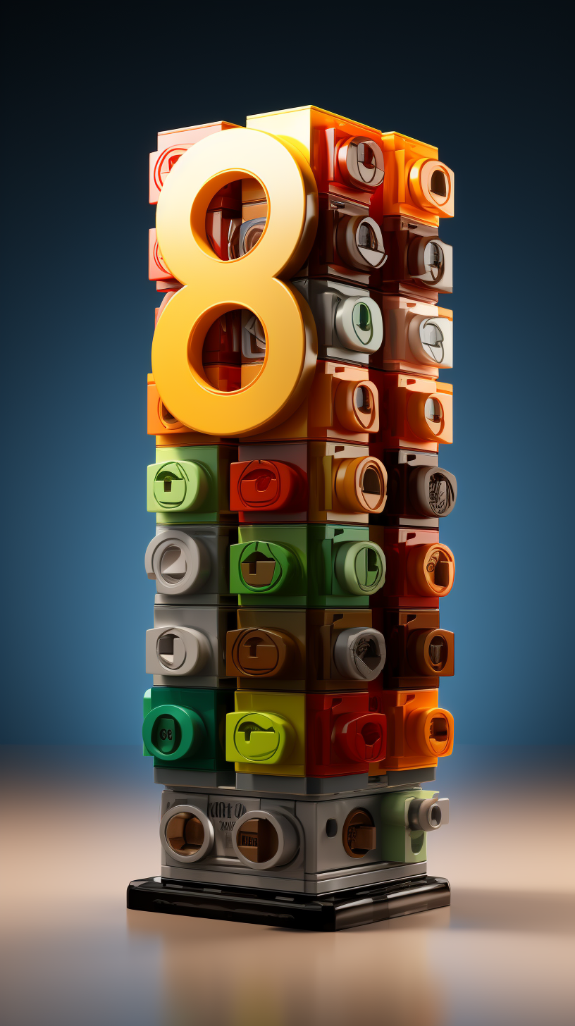 Realistic Lego Number 8 Render