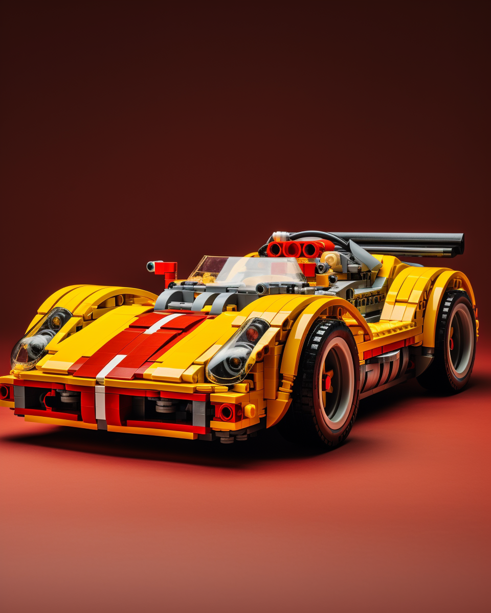 Lego racing car built with photorealistic details