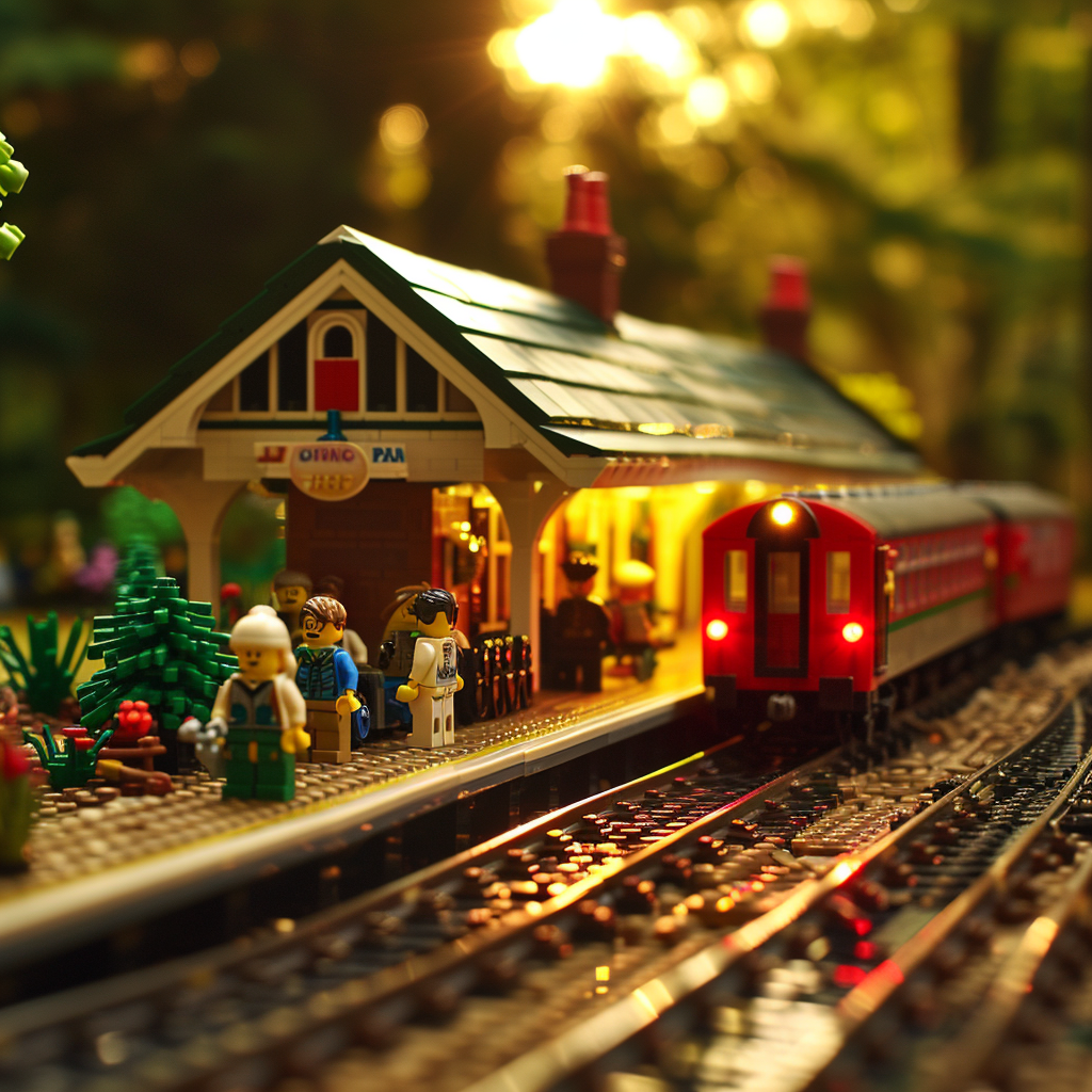 Lego Train Station in British Countryside