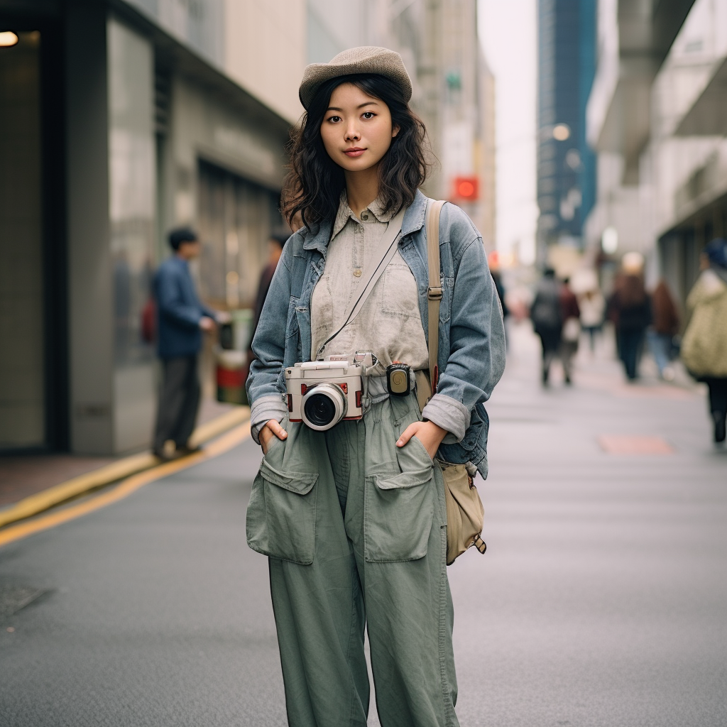 Gloomy street snap of a celt ethnic woman in Japan