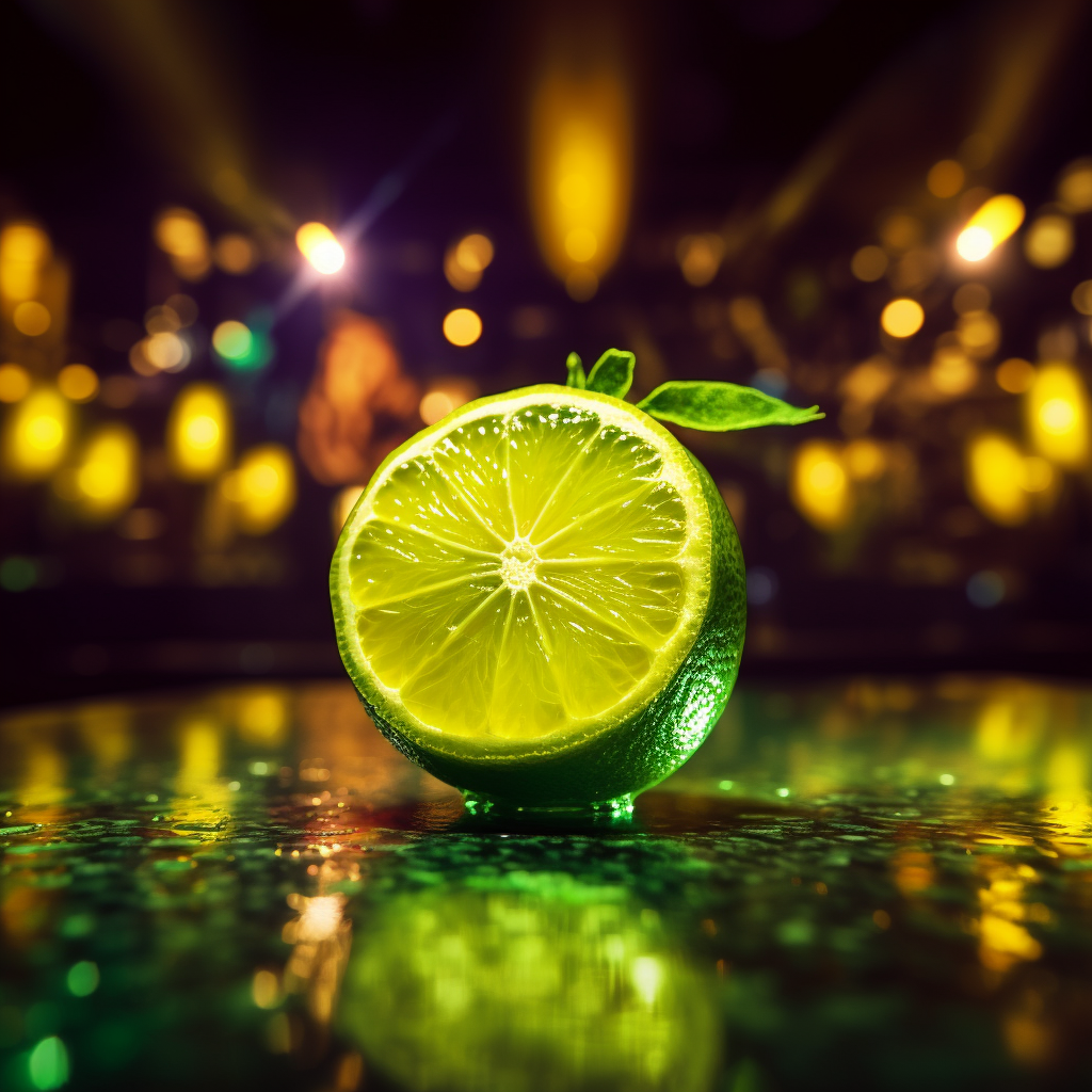 Vibrant lemon in club with blurred background